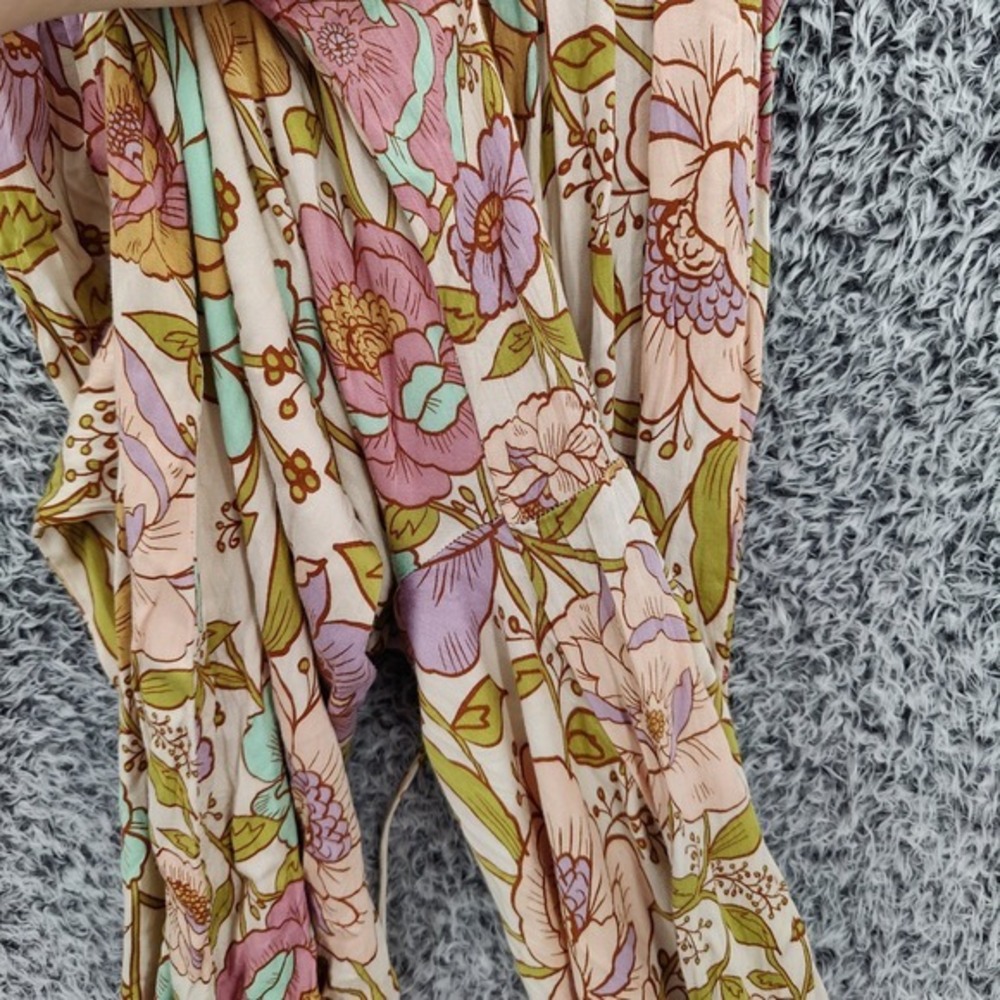 Free People Womens Romantic Retro 70s Rolling Hills Jumpsuit M Wide Leg Smocked - Picture 17 of 17